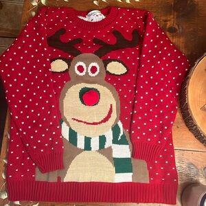 Harmony Collection Christmas Sweater Rudolph the red nose rain deer Size Large